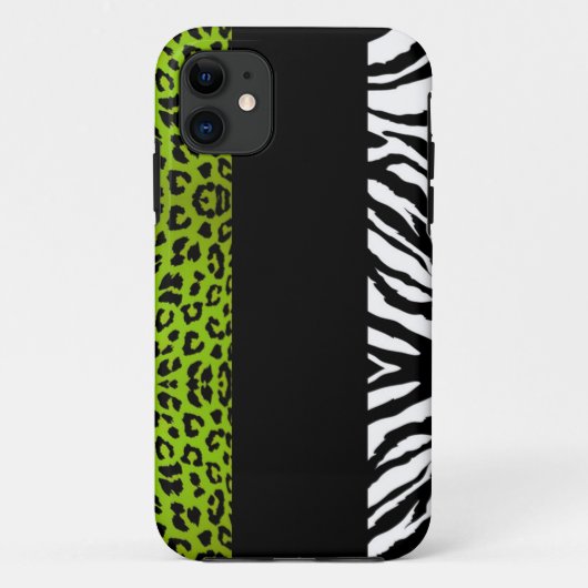 Lime Green Leopard en Zebra Custom Animal Print Case-Mate iPhone Case (Achterkant)