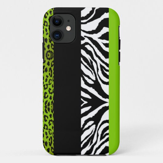 Lime Green Leopard en Zebra Custom Animal Print Case-Mate iPhone Case (Achterkant)