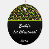 Lime Green Leopard Spot Gepersonaliseerde Name Orn Keramisch Ornament (Links)