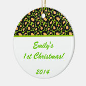 Lime Green Leopard Spot Gepersonaliseerde Name Orn Keramisch Ornament (Links)