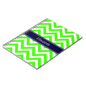 Lime Green LG Chevron Navy Blue Name Monogram Notitieboek (Linkerzijde)