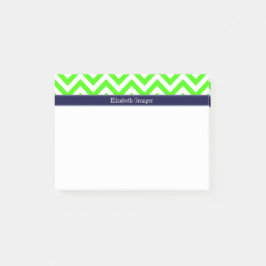 Lime Green LG Chevron Navy Blue Name Monogram Post-it® Notes