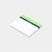 Lime Green LG Chevron Navy Blue Name Monogram Post-it® Notes (Schuin)