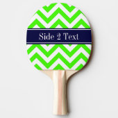 Lime Green LG Chevron Navy Blue Name Monogram Tafeltennisbatje (Achterkant)