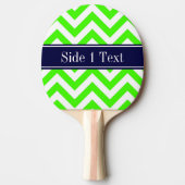 Lime Green LG Chevron Navy Blue Name Monogram Tafeltennisbatje (Voorkant)