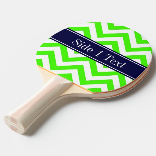 Lime Green LG Chevron Navy Blue Name Monogram Tafeltennisbatje (Voorkant Gekanteld)