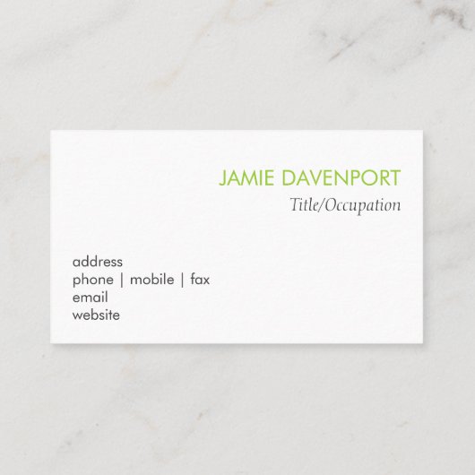 Lime Green Line Visitekaartje (Achterkant)