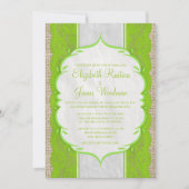 Lime Green  Linen Burlap Wedding Invitation Kaart (Voorkant)