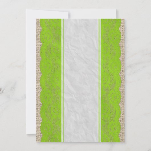 Lime Green  Linen Burlap Wedding Invitation Kaart (Achterkant)