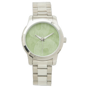 Lime Green Linen minimalist Horloge