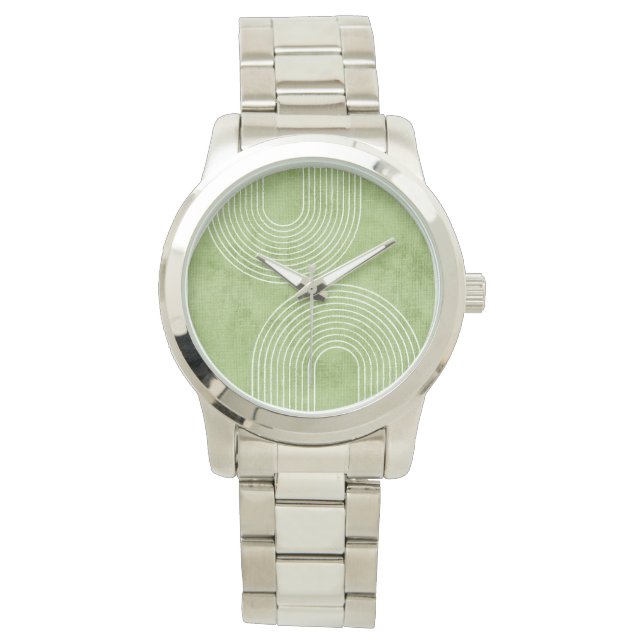 Lime Green Linen minimalist Horloge (Voorkant)