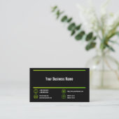 Lime Green Lines Corporate Chartreuse Icons Black Visitekaartje (Staand voorkant)
