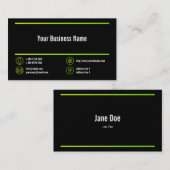 Lime Green Lines Corporate Chartreuse Icons Black Visitekaartje (Voorkant / Achterkant)
