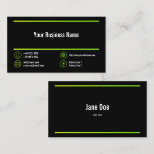 Lime Green Lines Corporate Chartreuse Icons Black Visitekaartje
