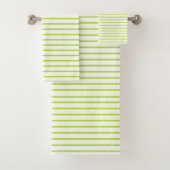 Lime Green Lines White Bad Handdoek (Insitu)