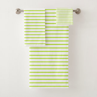 Lime Green Lines White Bad Handdoek
