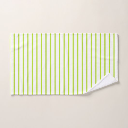 Lime Green Lines White Bad Handdoek (Handdoek)