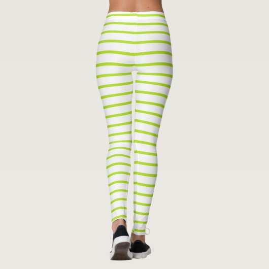 Lime Green Lines White Leggings (Achterkant)