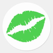 Lime Green Lipstick Print Ronde Sticker (Voorkant)