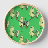 Lime Green Llama Clock (Voorkant)