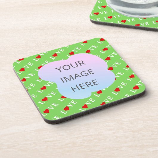 Lime Green LOVE Bier Onderzetter (Linkerzijde)