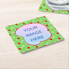 Lime Green LOVE Kartonnen Onderzetters