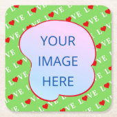 Lime Green LOVE Kartonnen Onderzetters (Voorkant)