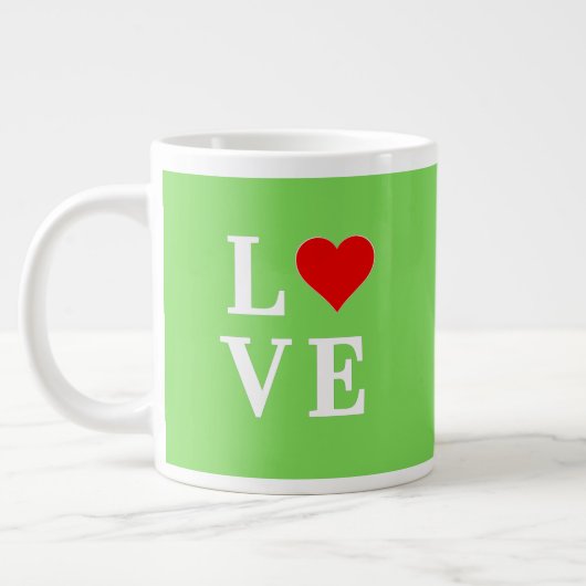 Lime Green LOVE Modern Stijlvol Grote Koffiekop (Links)