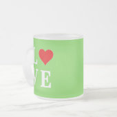 Lime Green LOVE Modern Stijlvol Matglas Koffiemok (Voorkant links)