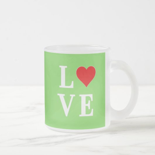 Lime Green LOVE Modern Stijlvol Matglas Koffiemok (Rechts)