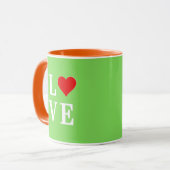 Lime Green LOVE Modern Stijlvol Mok (Voorkant links)