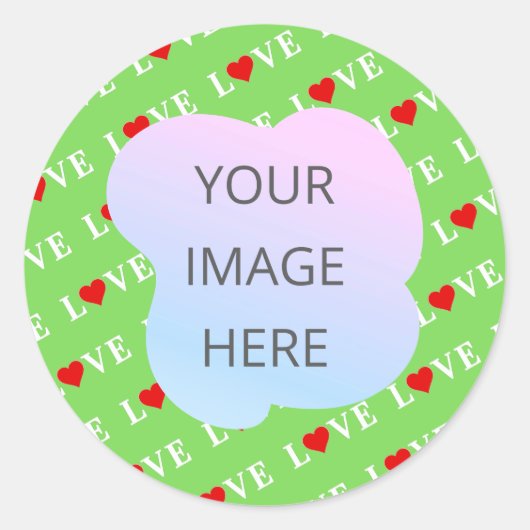 Lime Green LOVE Ronde Sticker (Voorkant)