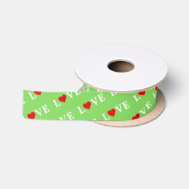 Lime Green LOVE Satijnen Lint