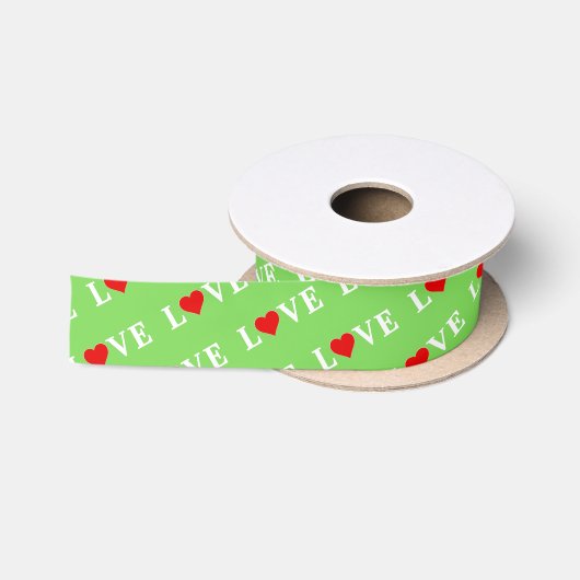Lime Green LOVE Satijnen Lint (Spoel)