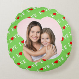 Lime Green LOVE Stijlvol Rond Kussen