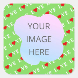 Lime Green LOVE Vierkante Sticker