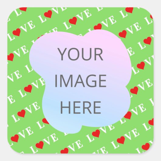 Lime Green LOVE Vierkante Sticker (Voorkant)