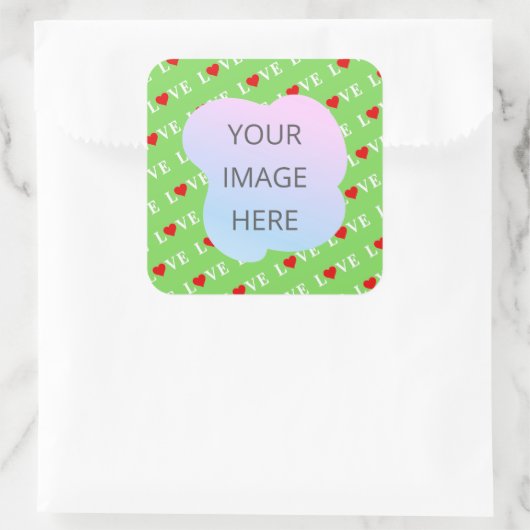 Lime Green LOVE Vierkante Sticker (Tas)