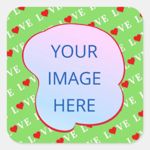 Lime Green LOVE Vierkante Sticker