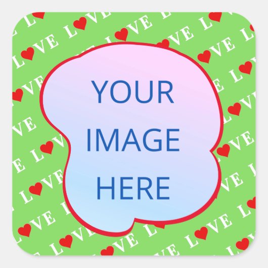 Lime Green LOVE Vierkante Sticker (Voorkant)