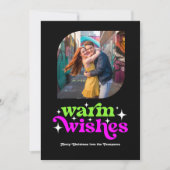 Lime Green & Magenta Moderne Retro Kerstfoto Feestdagenkaart (Voorkant)