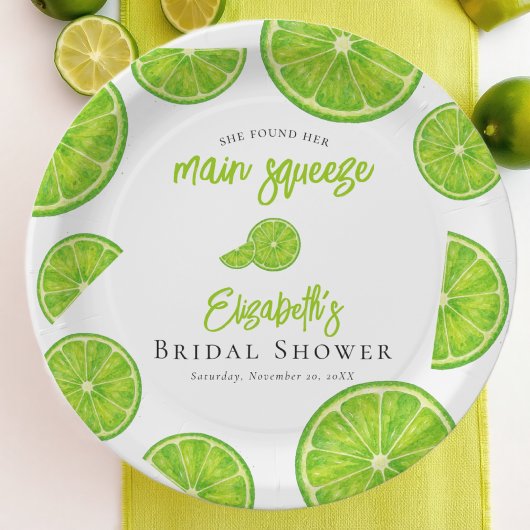 Lime Green Main Squeeze Bridal Shower Paper Plates Papieren Bordje