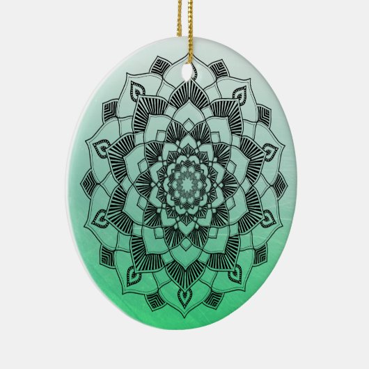 Lime Green Mandala Abstract mooie kerst Keramisch Ornament (Rechts)