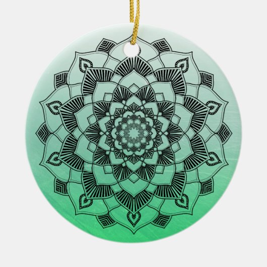 Lime Green Mandala Abstract mooie kerst Keramisch Ornament (Voorkant)
