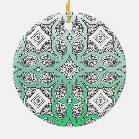 Lime Green Mandala Abstract mooie kerst Keramisch Ornament (Achterkant)
