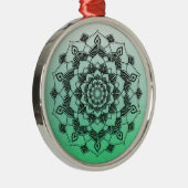Lime Green Mandala Abstract mooie kerst Metalen Ornament (Rechts)