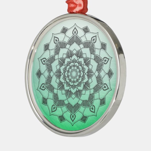Lime Green Mandala Abstract mooie kerst Metalen Ornament (Links)