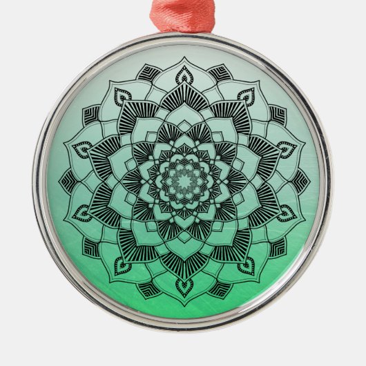 Lime Green Mandala Abstract mooie kerst Metalen Ornament (Voorkant)