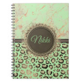 Lime Green Marble Glittery Leopard Notitieboek (Voorkant)