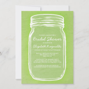 Lime Green Mason Jar Bridal Shower-uitnodigingen Kaart